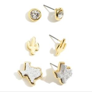 Texas Themed Earrings Silver